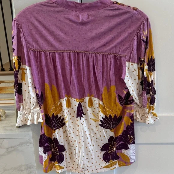 Anthropologie Purple and Yellow Floral Blouse - Picture 5 of 5